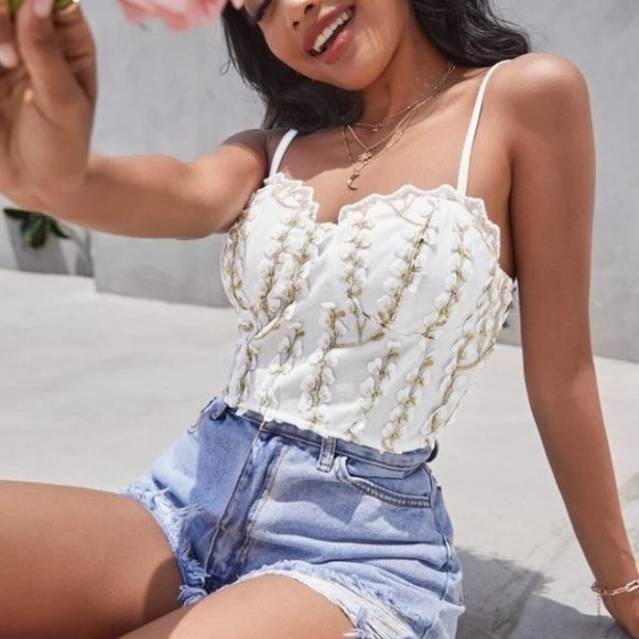 Embroidery Bustier Cami Top - Picture 5 of 6